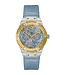 Watch Guess W0289L2 Jet Setter ladies watch gold colored 39mm light blue strap