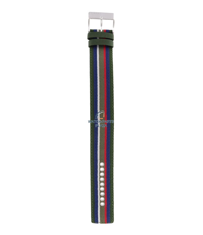 Watchband Diesel DZ2057 original green & blue canvas / leather strap 27mm DZ-2057