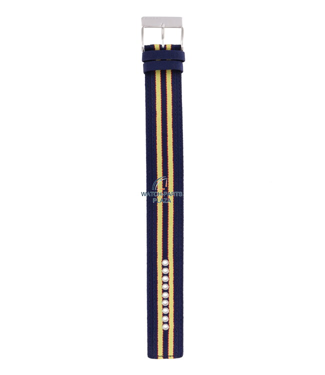 Watchband Diesel DZ2059 original yellow & dark blue canvas / leather strap 27mm DZ-2059