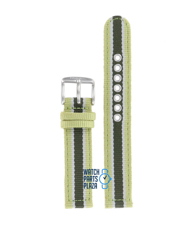 Fossil JR8355 Watch Band JR-8355 Green Leather & Textile 17 mm