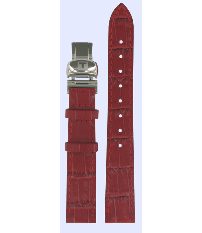 Tissot T22116181 Horlogeband T600020531 Rood Leer 14 mm PRC 100