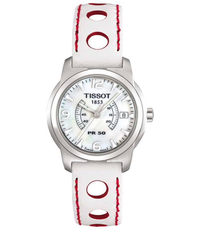 Tissot T34175192 XL T-Classic Pulseira De Relógio T600020607 Branco Couro 14 mm PR 50 Nascar