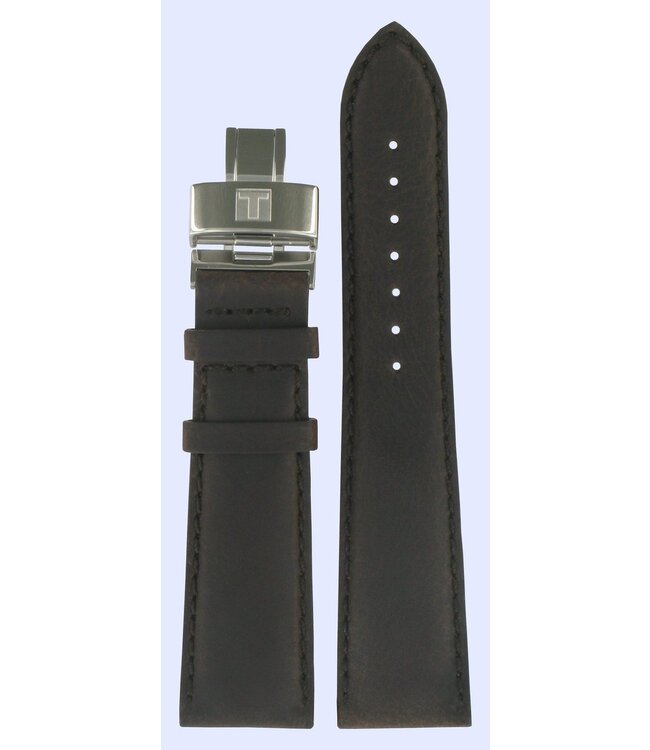 Tissot T005517A - T005.517A Watch Band T600020858 Dark Brown Leather 22 mm Quadrato