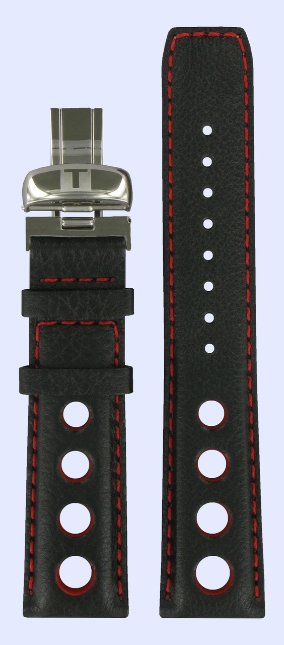 Tissot T021414A T-Sport Watch Band Black Leather 20 mm - Watch-Parts-Plaza