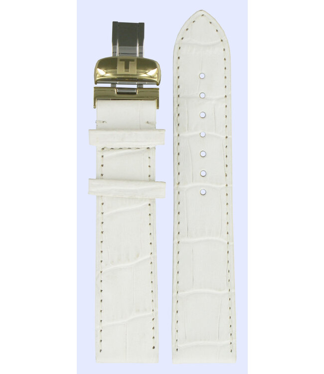 Tissot T71346676 Pulseira De Relógio T600027504 Branco Couro 20 mm Jasmin