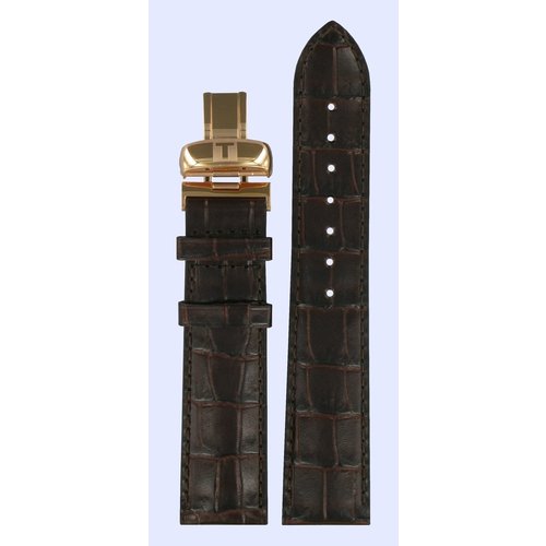 Tissot T41531751 Watch Band Dark Brown Leather 20 mm - Watch-Parts-Plaza