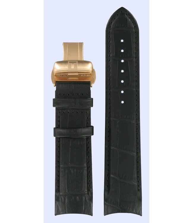 Tissot T035407A & T035428A Horlogeband T600028557 Zwart Leer 22 mm Couturier