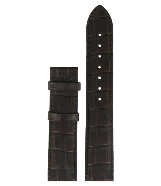 Tissot T014430A Watch Band Dark Brown Leather 19 mm - Watch Plaza