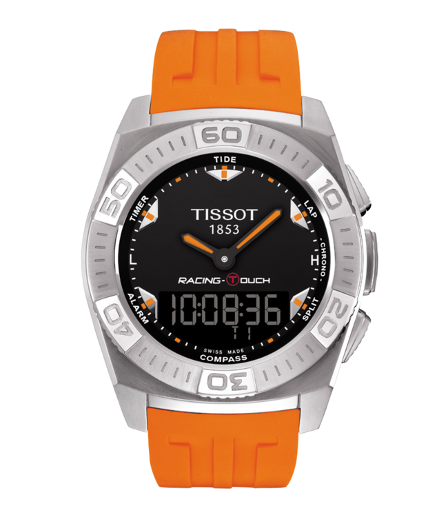 Tissot T002520A Cinturino Dell'Orologio T610030583 Arancione Silicone 23 mm Racing Touch