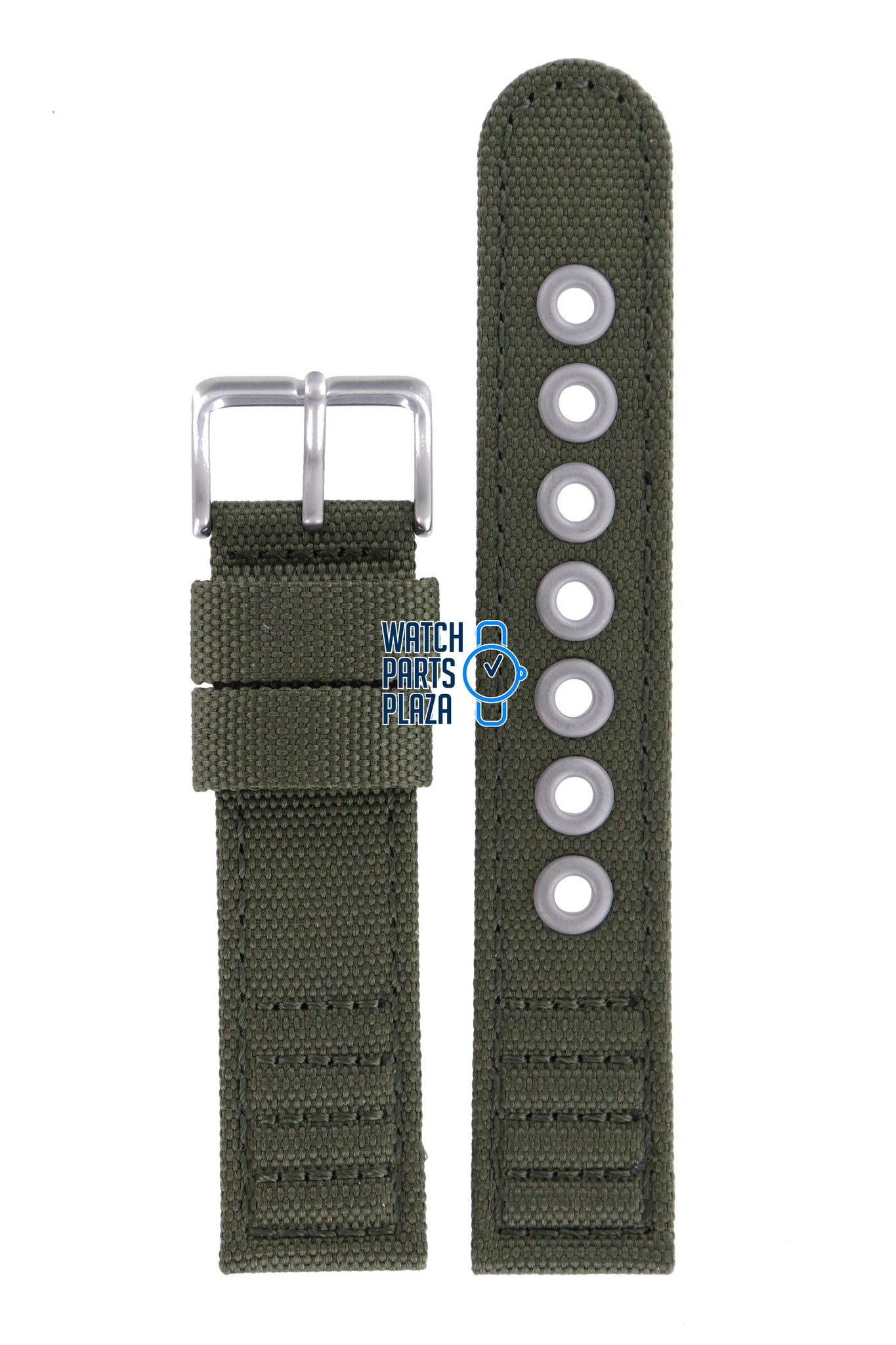 Citizen AT020005E Watch Band Green Leather & Textile 20 mm Watch Plaza