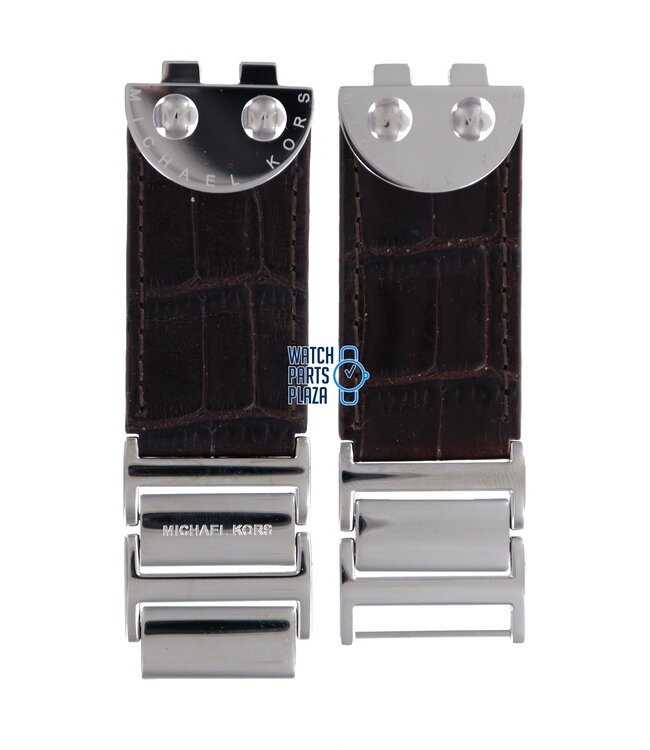 Michael Kors MK4134 Watch Band MK-4134 Brown Steel & Leather 16 mm