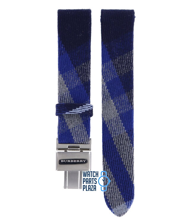 Burberry BU4512 Watch Band BU-4512-BLUE Blue Leather & Textile 17 mm