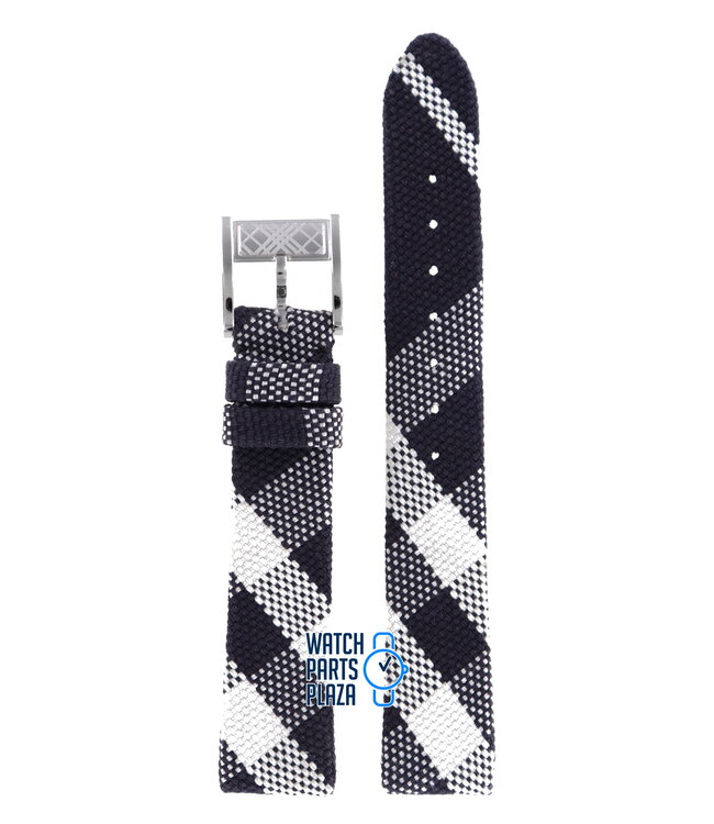 Burberry BU4304 Watch Band BU-4304 Black Leather & Textile 16 mm