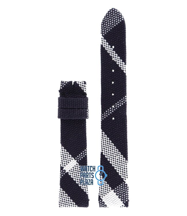 Burberry BU4304 Watch Band BU-4304-NO-CLASP Black Leather & Textile 16 mm