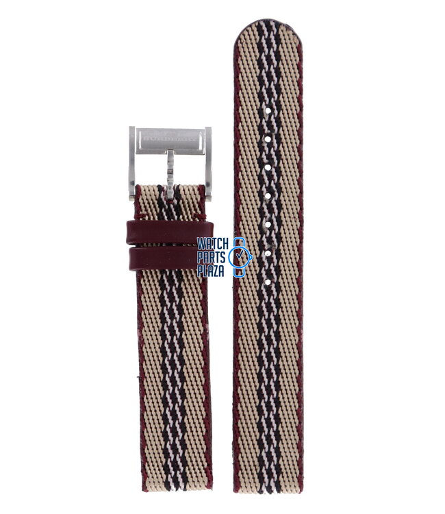 Burberry BU7106 Watch Band BU-7106 Brown Leather & Textile 16 mm