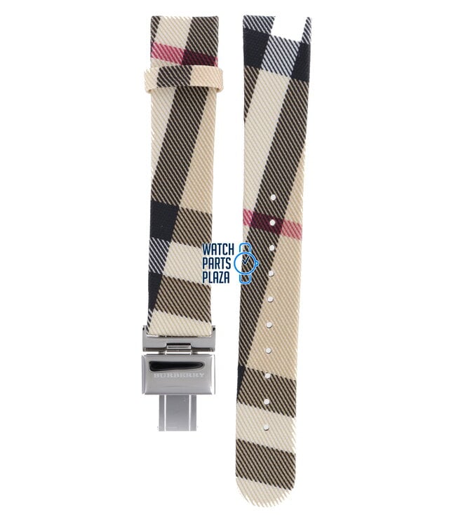 Burberry BU1008 Watch Band BU-1008 Beige Leather & Textile 17 mm