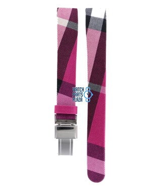 Burberry Burberry BU1025 Watch Band Pink Leather & Textile 13 mm