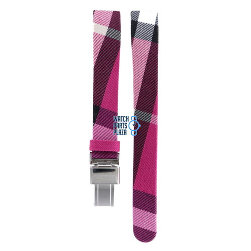 Burberry Burberry BU1025 Watch Band Pink Leather & Textile 13 mm Burberry Burberry BU1025 Watch Band Pink Leather & Textile 13 mm