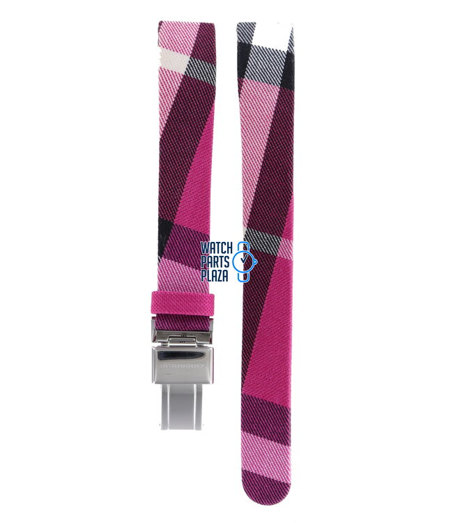 Burberry BU1025 Watch Band BU-1025 Pink Leather & Textile 13 mm Heritage