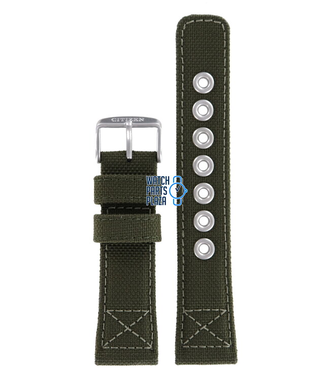 Citizen AW1410-16X & AW1410-32X Military Watch Band 59-S53094 Green Leather & Textile 22 mm Eco-Drive