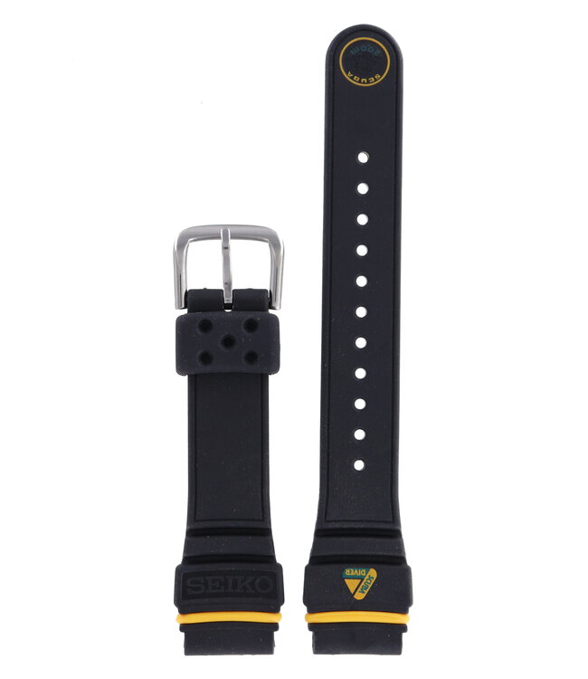 Seiko Scuba Diver S800-0019 Horlogeband 4A01AB Zwart Siliconen 20 mm