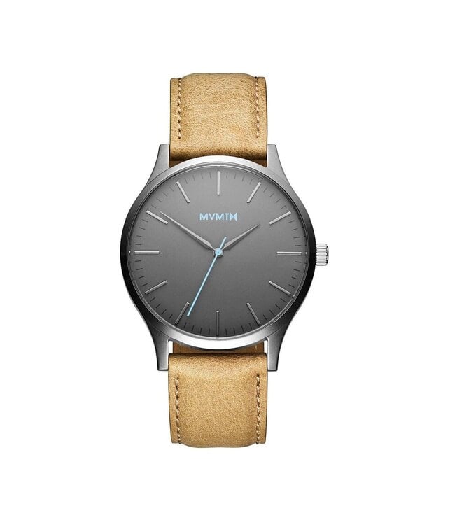 Reloj para hombre MVMT 40 Series MT01-GML - Correa de cuero gris oscuro y beige