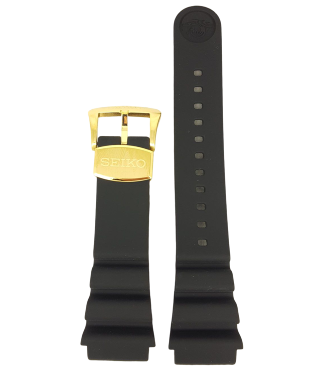 SEIKO Baby Tuna SRPA82K1 Black Silicon Watch Band Z 22 mm R02Y011K0 Gold Buckle