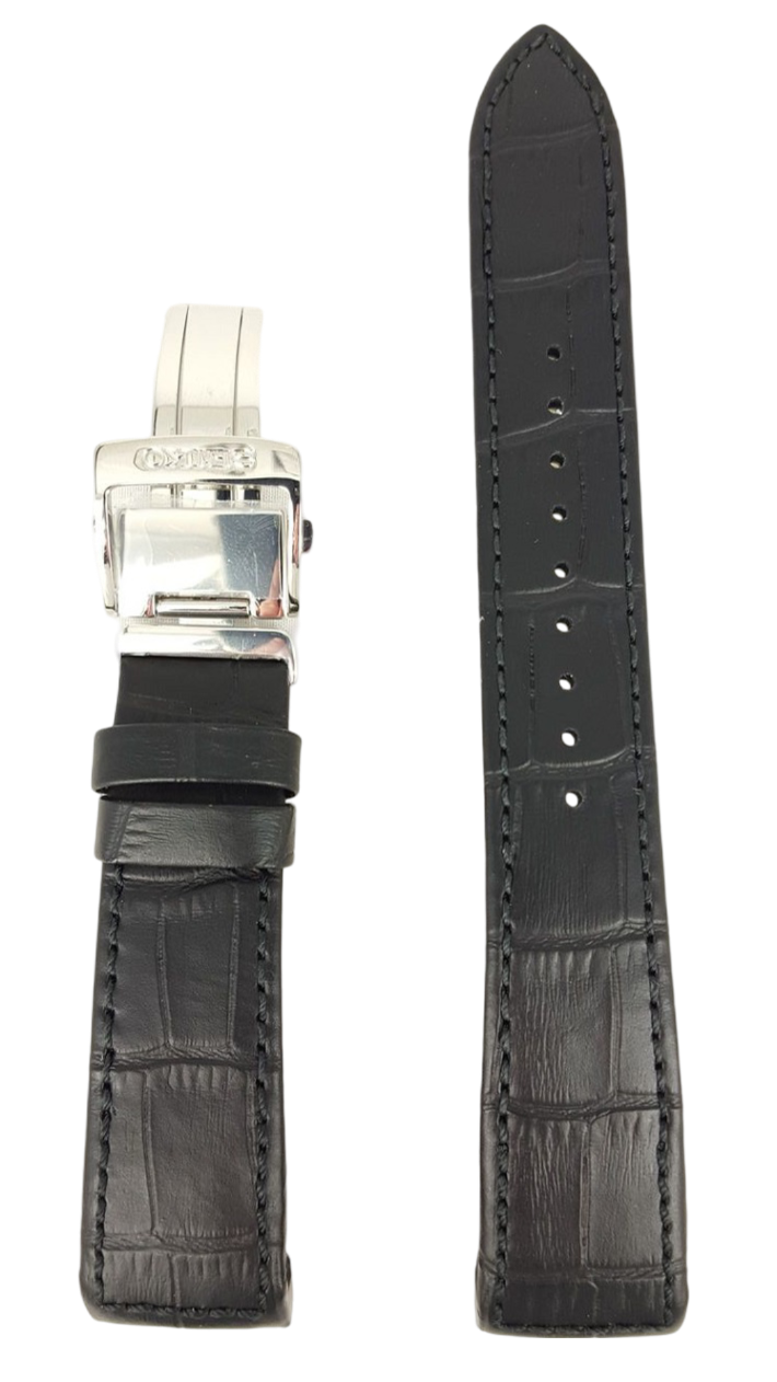 Horloge Band Zwart Echt Leer 21mm voor Seiko Premier Watch Plaza