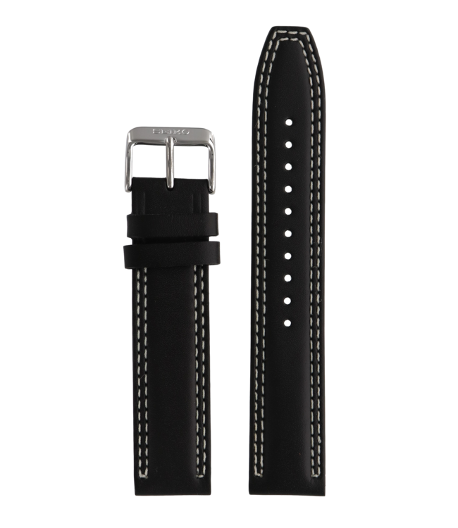 Watch Band for Seiko SSB033 Black Leather Strap 6T63-00D0 MecaQuartz L07M B 20mm