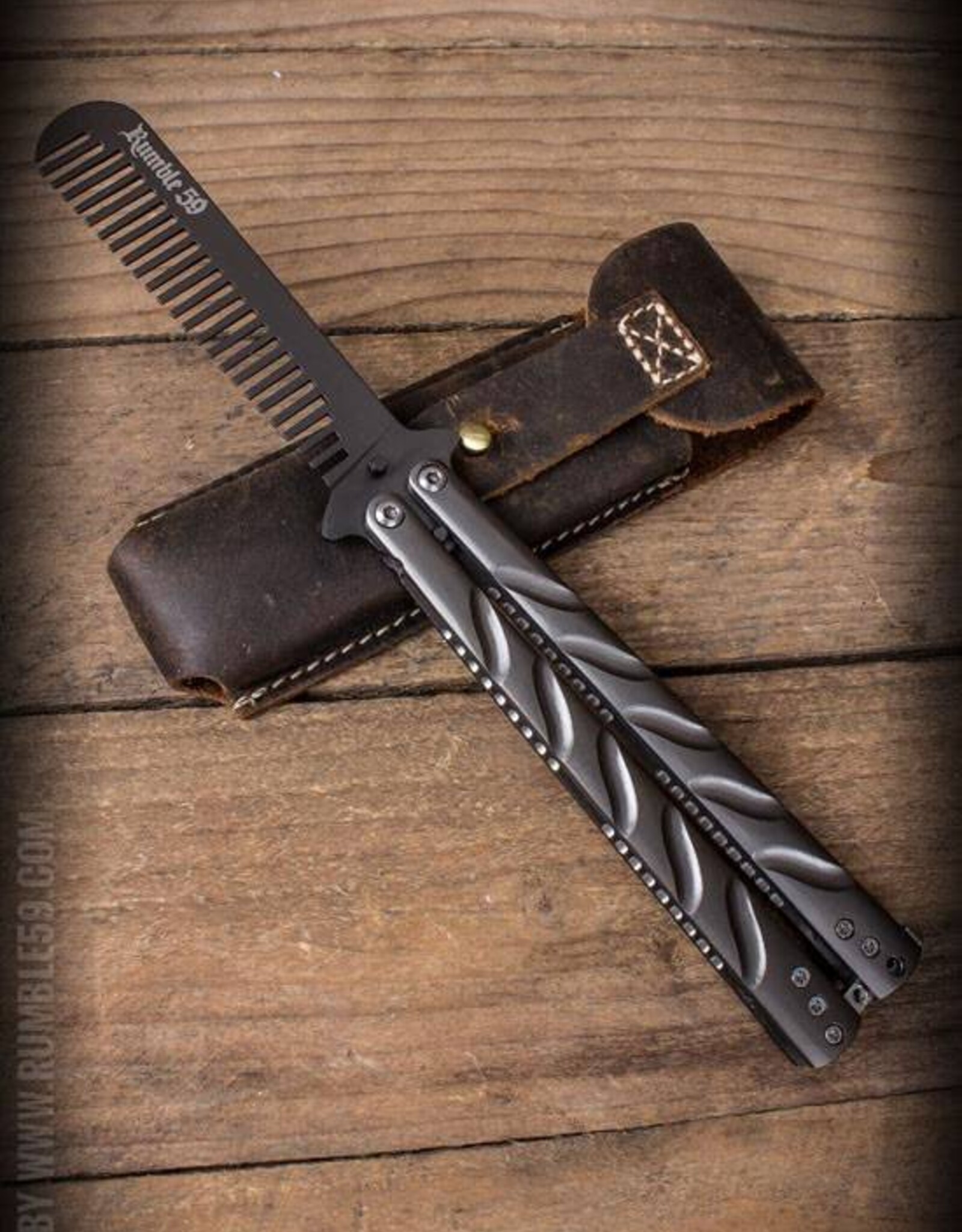 Schmiere Butterfly Comb in leren etui