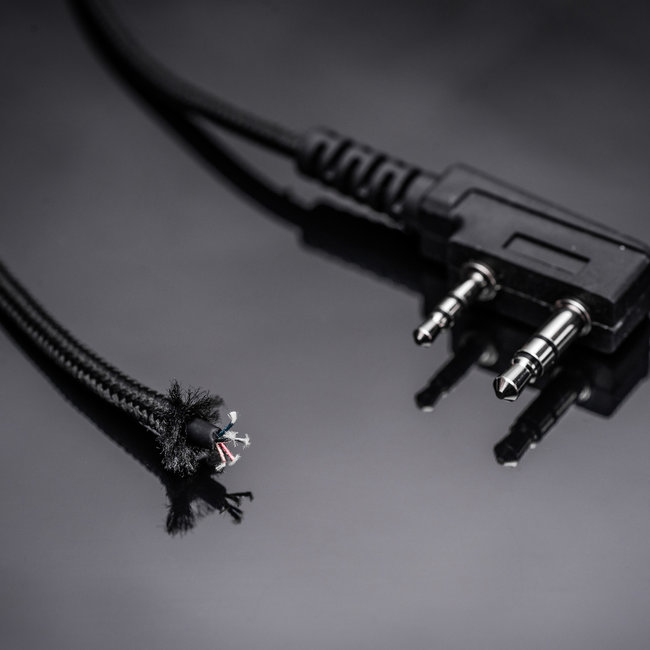 Kenwood 2 Pin Military Grade Portofoon Headset voor Kenwood met Braided Kabel & Zwarte Eartube