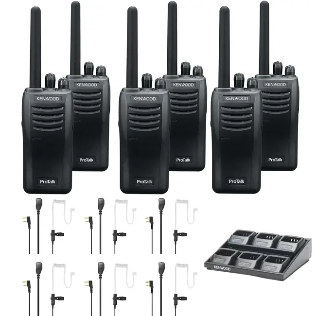 Kenwood Kenwood TK-3501 Starterskit – 6 Portofoons, 6 Headsets & Multilader