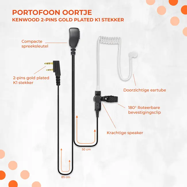 Kenwood 2 Pin Portofoon Oortje voor Kenwood Portofoons