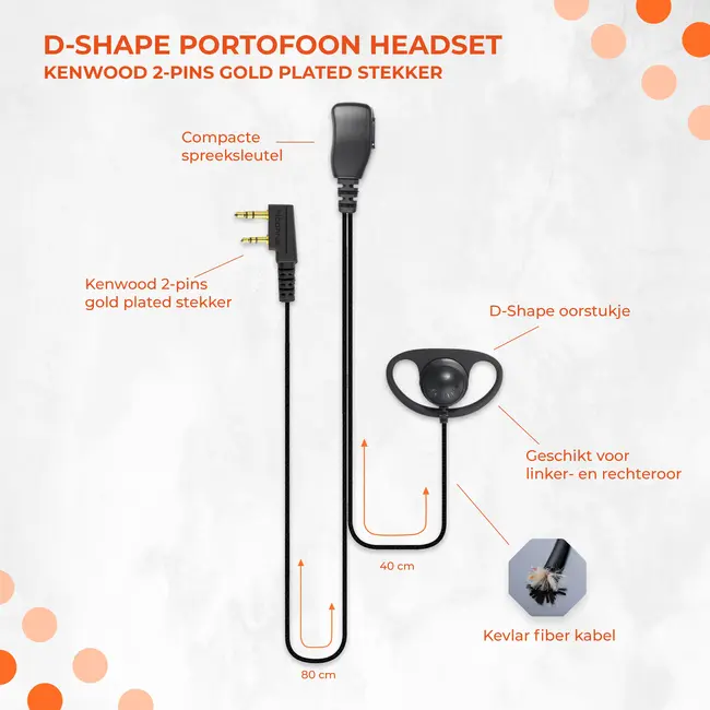 Kenwood 2 Pin D-Shape Kenwood Portofoon Oortjes