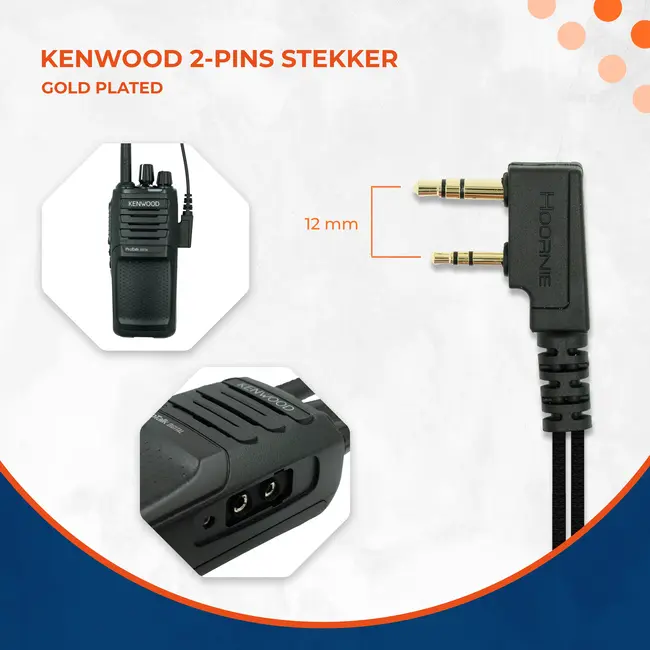 Kenwood 2 Pin Heavy Duty Portofoon Headset Voor Kenwood