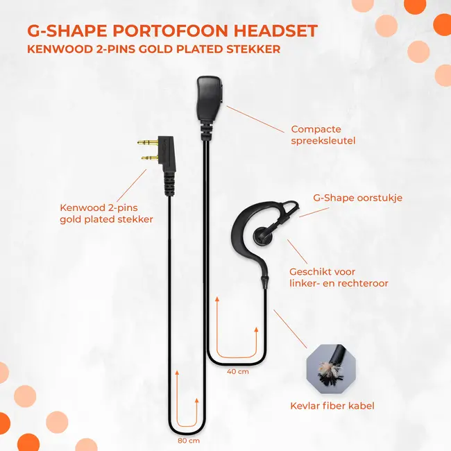 Kenwood 2 Pin Headset voor Kenwood Portofoon