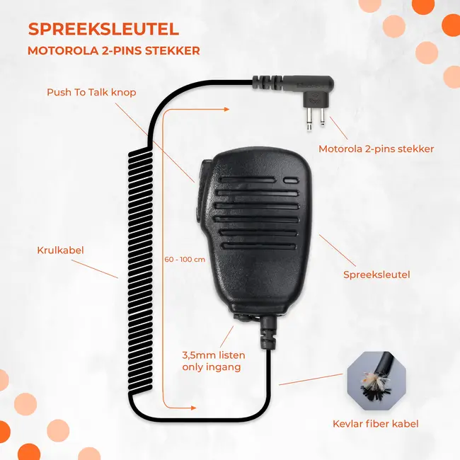 Motorola 2 Pin Handheld speaker / microfoon voor Motorola portofoons
