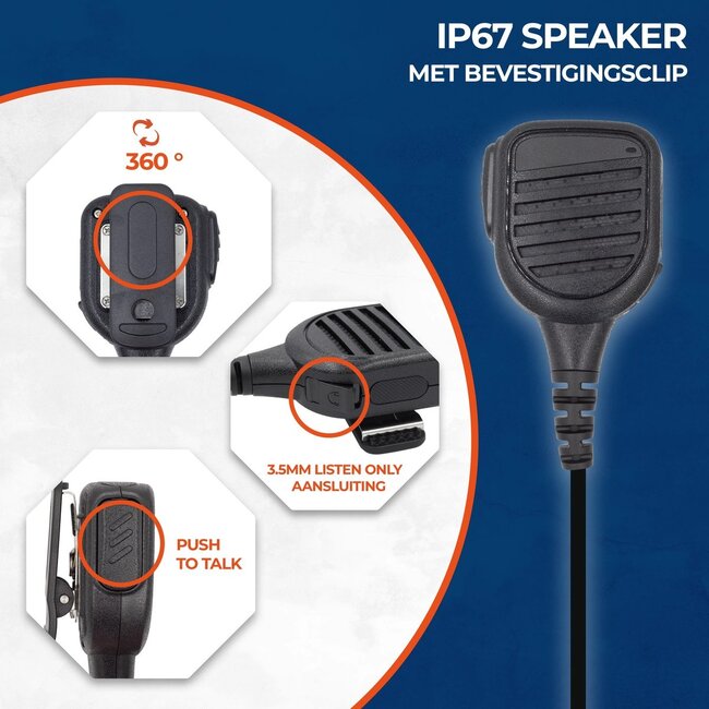 BaoFeng Waterproof Speaker Microfoon voor BaoFeng met Kevlar kabel en IP67 rating