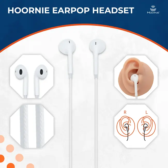 Kenwood 2 Pin Hoornie - Earpop Headset voor Kenwood 2-pins