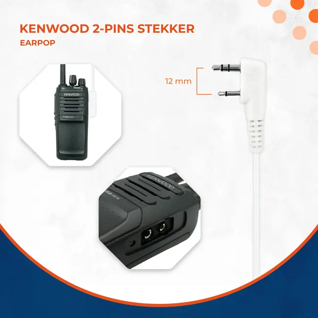 Kenwood 2 Pin Hoornie - Earpop Headset voor Kenwood 2-pins
