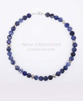 Halskette Sodalith-Kugeln mit Silberelementen Halskette Sodalith-Kugeln mit Silberelementen