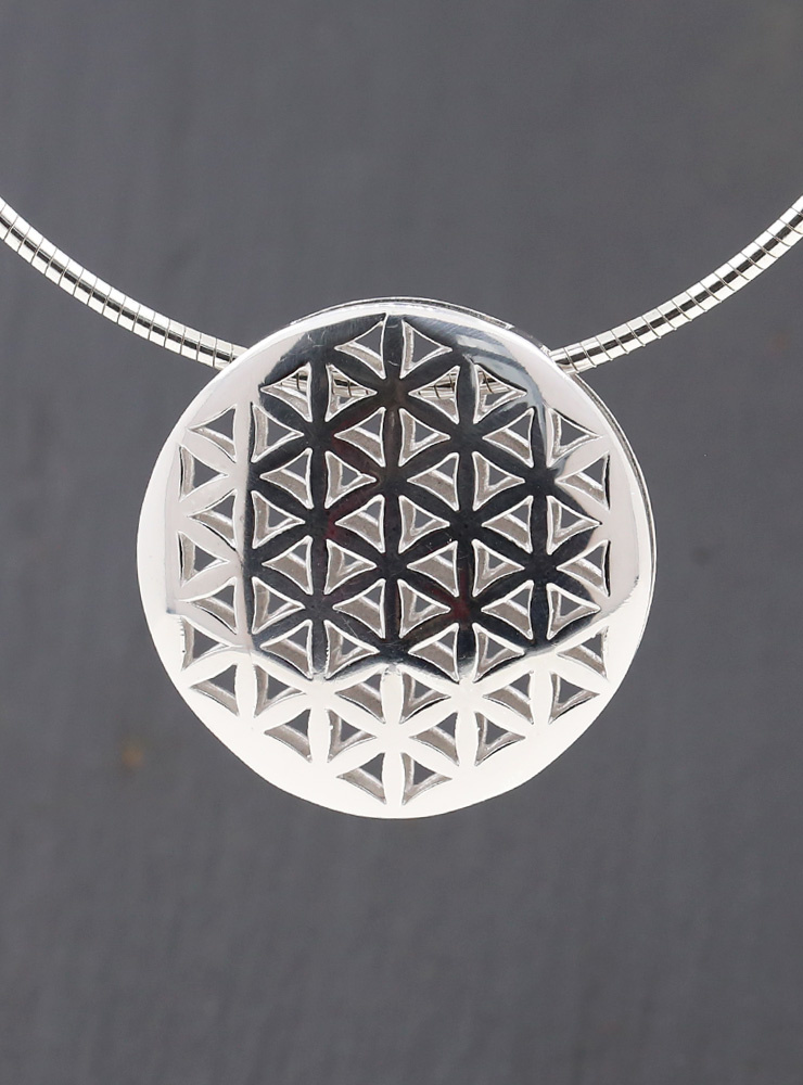 Blume des Lebens 1: Anhänger aus 925er Silber rhodiniert - New Creations