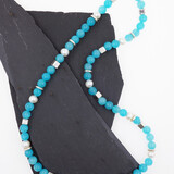 Halskette Amazonit, Perle, Silber