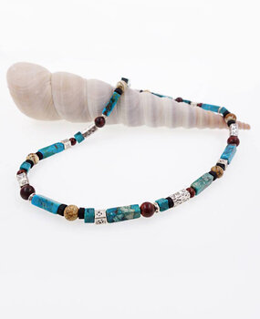 Halskette Türkis, Jaspis, Kokosnussschale und Silber Halskette Türkis, Jaspis, Kokosnussschale und Silber