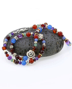 Halskette Schnecke, Fisch, Muschel,  Variante blau Halskette Schnecke, Fisch, Muschel,  Variante blau