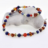 Halskette Silber, Messing, Farbedelsteine