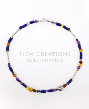 Halskette Lapislazuli, 1 Silberschnecke Halskette Lapislazuli, 1 Silberschnecke