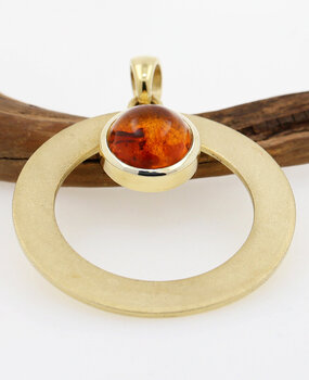 Anhänger Eyecatcher Silber vergoldet Bernstein Anhänger Eyecatcher Silber vergoldet Bernstein