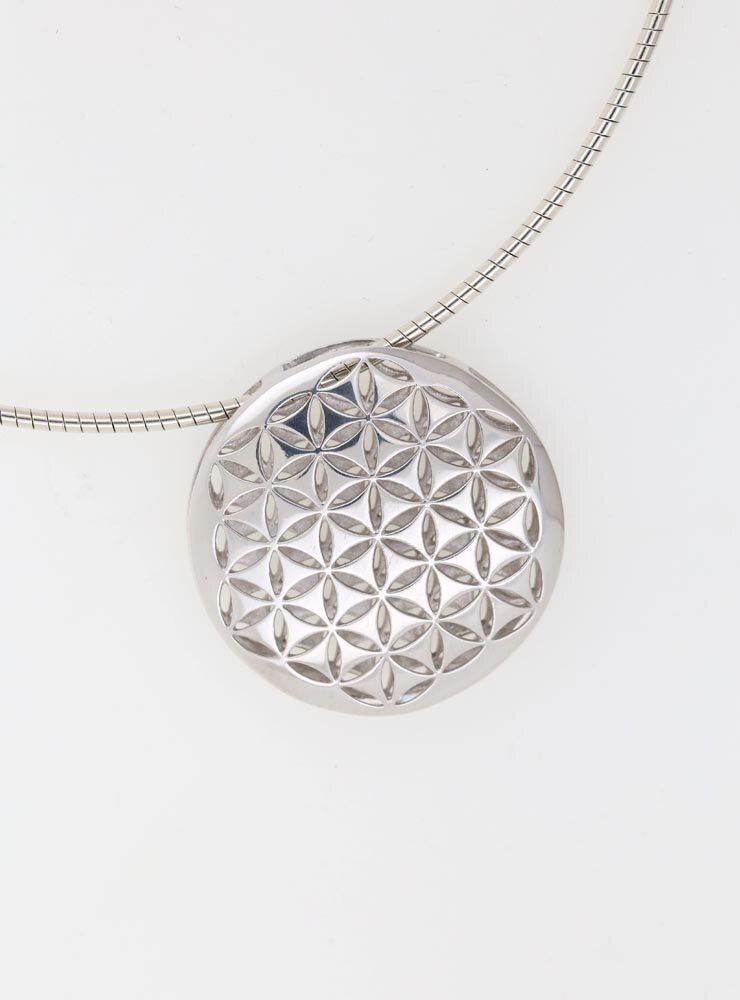 Blume des Lebens 2: Anhänger aus 925er Silber rhodiniert