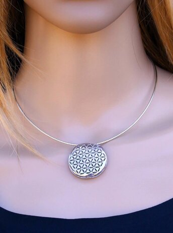 Blume des Lebens 2: Anhänger aus 925er Silber rhodiniert